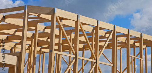wooden frame of a new building