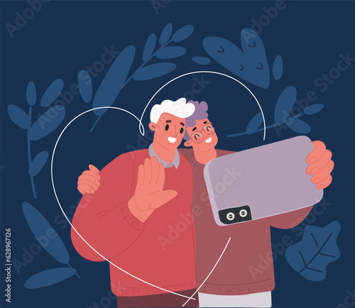 Cartoon vector illustration of Homosexual male couple. LGBT Gay lifestyle