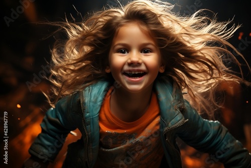 Girl jumping in Studio Photography. Generative AI