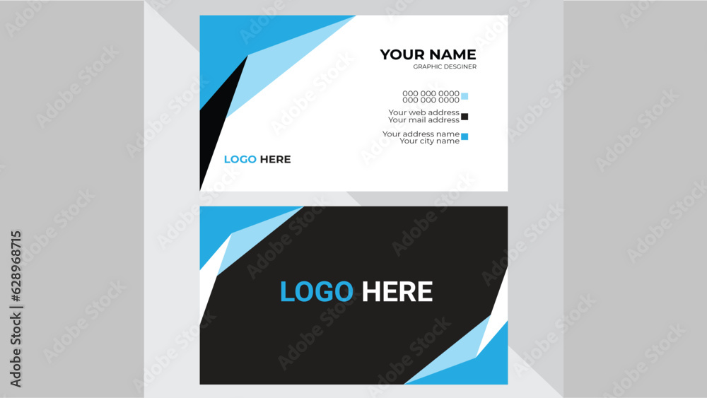 Fototapeta premium creative business card template .blue and black color theme.clean dark business card. Vector illustration.