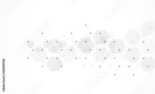 Tableau sur toile Hexagons pattern on gray background