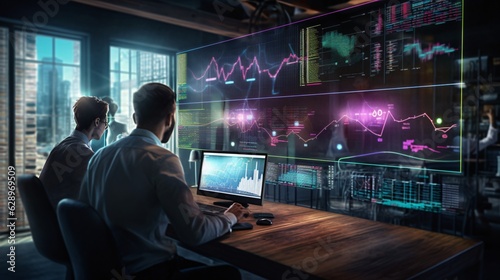 Traders or analysts designing and testing algorithmic trading strategies using AI algorithms and machine learning techniques, highlighting the complexity and precision involved
