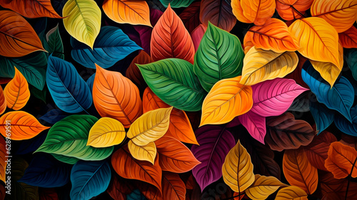 seamless pattern of bright autumn leaves. Generative AI illustrator