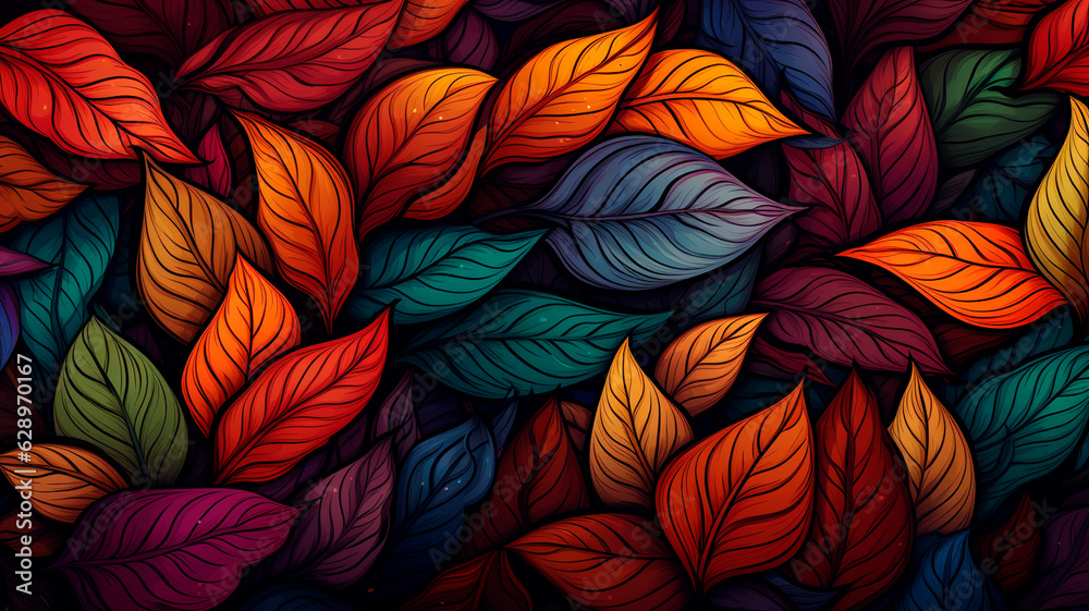seamless pattern of bright autumn leaves. Generative AI illustrator seamless pattern of bright autumn leaves. Generative AI illustrator