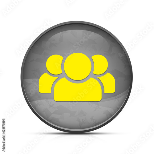 People icon on classy splash black round button illustration