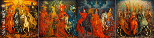 Depicts the four horsemen of the apocalypse in a mythological painting Symbolism is an important aspect in the work Explores the themes of destruction, chaos and judgment