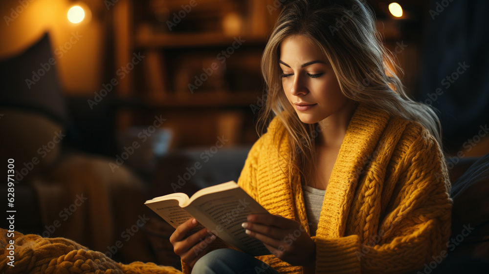 beautiful girl reading book.generative ai beautiful girl reading book.generative ai