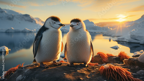 cute little birds in the sea.generative ia