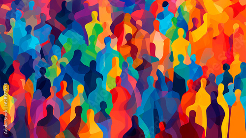 crowd of people silhouettes. Generative AI illustrator