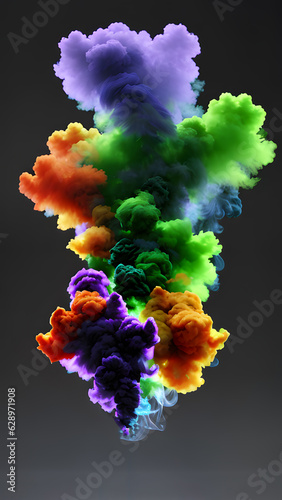 Fx Bold 3D Colorful Smoke Clouds On Dark Background