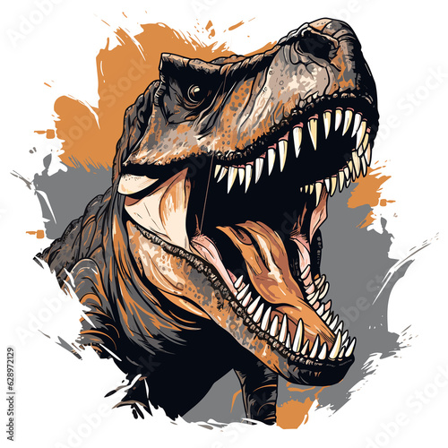 Tyrannosaurus rex in vector art style isolated on white background.