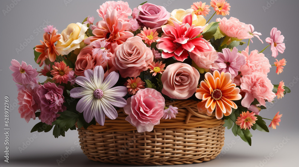 bouquet of colorful flowers, closeup.generative ai