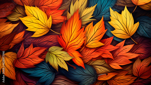 autumn leaves as background. Generative AI illustrator