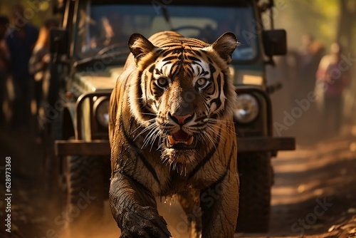 Indian Tiger Safari: Jeep Expedition. AI