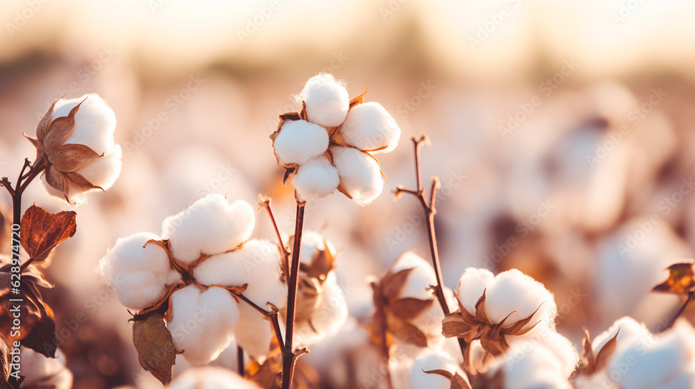 Ripe cotton in the garden. Generative AI Ripe cotton in the garden. Generative AI
