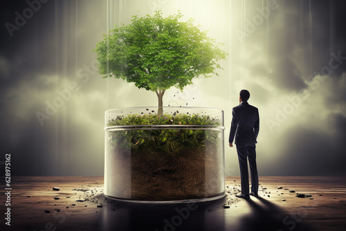 Businessman in personal growth and development concept. High quality photo