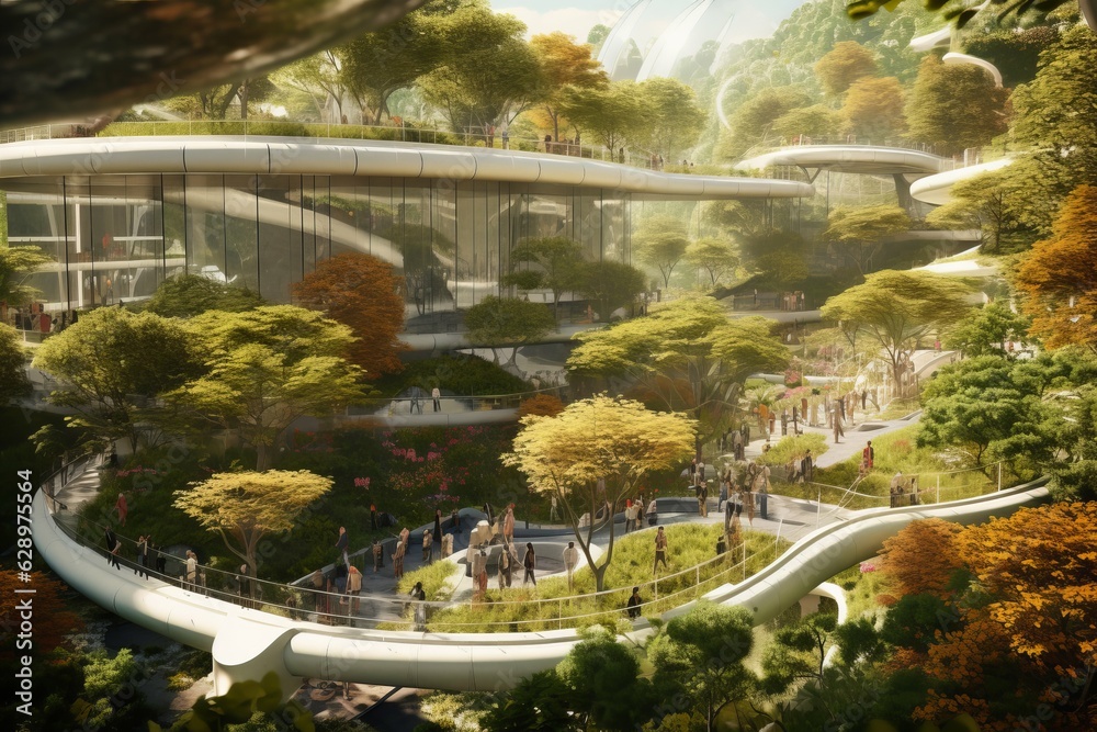 Fototapeta premium Conceptual of eco public park with clean energy in the future Created with Generative AI technology.