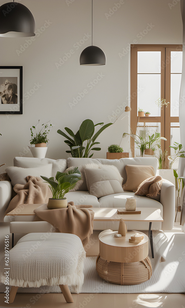 Fototapeta premium modern living room with sofa and coffee table