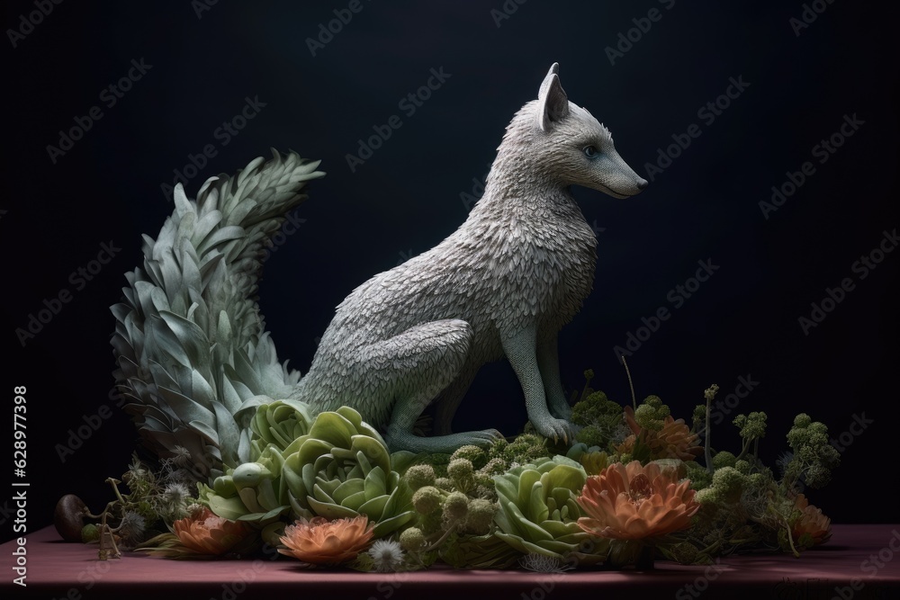 Fantastic animal figure on a black background. Generated AI Fantastic animal figure on a black background. Generated AI
