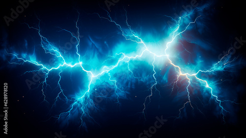 electric lightning in a storm. isolated on white. Generative AI