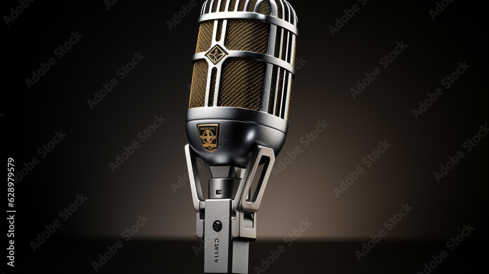 professional microphone on black background.generative ai
