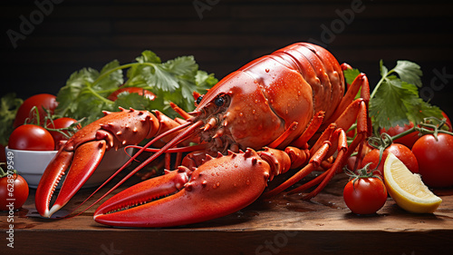 boiled lobster on white background.generative ai