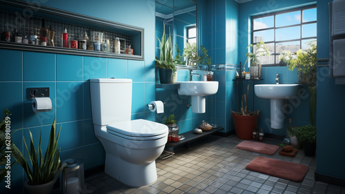 illustration of a modern bathroom interior design.generative ai