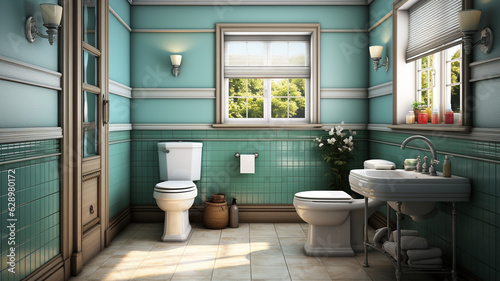 illustration of a modern bathroom interior design.generative ai