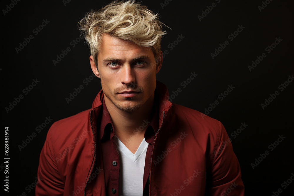 custom made wallpaper toronto digitalGenerative ai studio portrait of handsom blond man on colour background