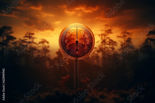 Thermometer with Sun Background. AI