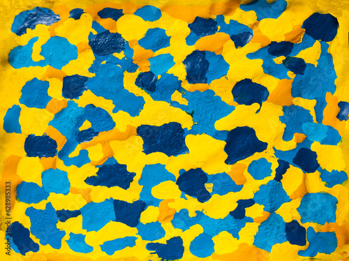 Abstract blue and yellow 2 acrylic painting