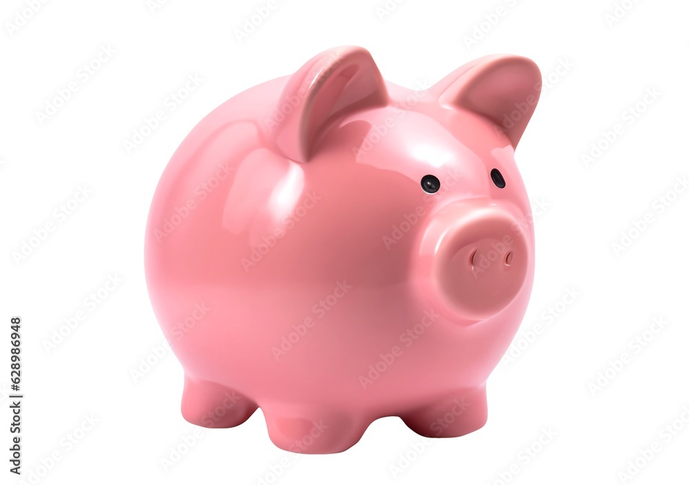 Pink piggy bank isolated on white background. Concept of preserving, saving money