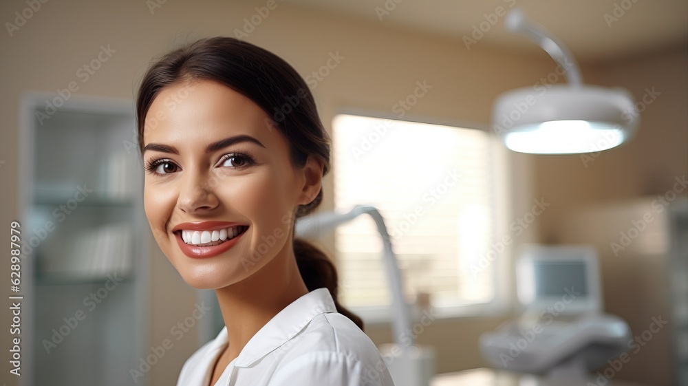 Woman in a dental appointment, generative ai Woman in a dental appointment, generative ai