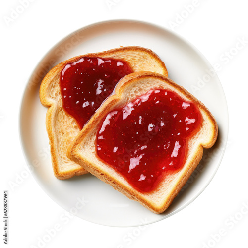 Delicious Plate of Toast with Jam Isolated on a Transparent Background