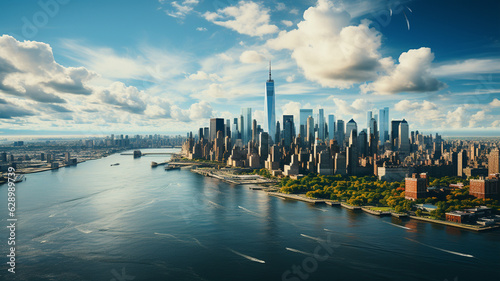 manhattan skyline aerial view, new york city.generative ai © S...