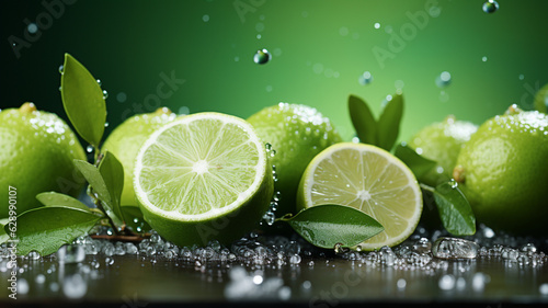 ripe fresh lemons with water drops.generative ai