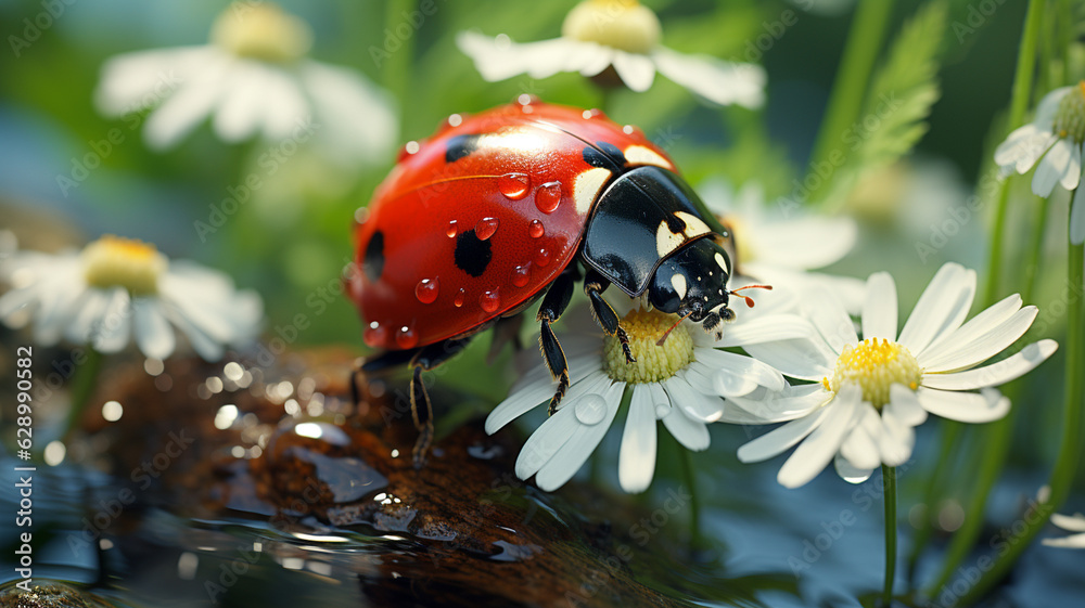 ladybug on a flower.generative ai ladybug on a flower.generative ai