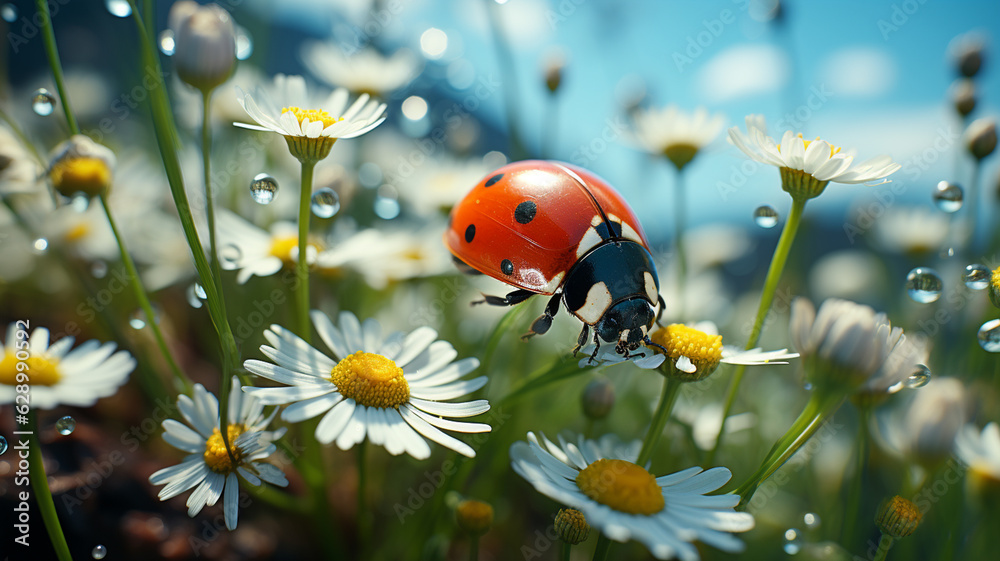 ladybug on a flower.generative ai