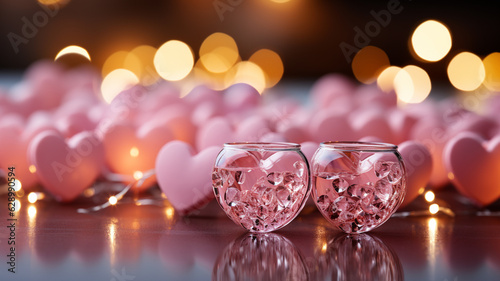 valentine 's day. red hearts with a bokeh background..generative ai