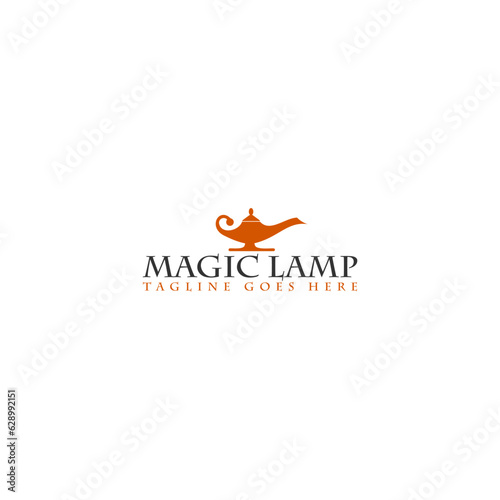 Magic lamp logo template isolated on white background
