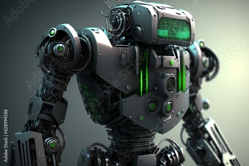 Modern 3D robot utilizing advanced software. Generative AI © Yana