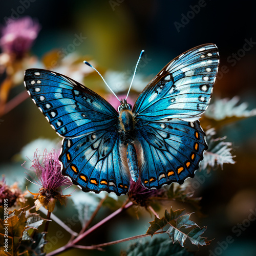 butterfly on the flower in the forest,Generative AI 
