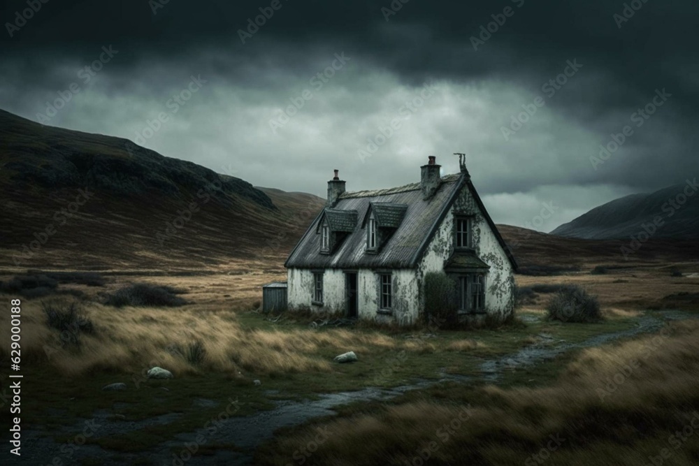 Desolate cottage. Generative AI