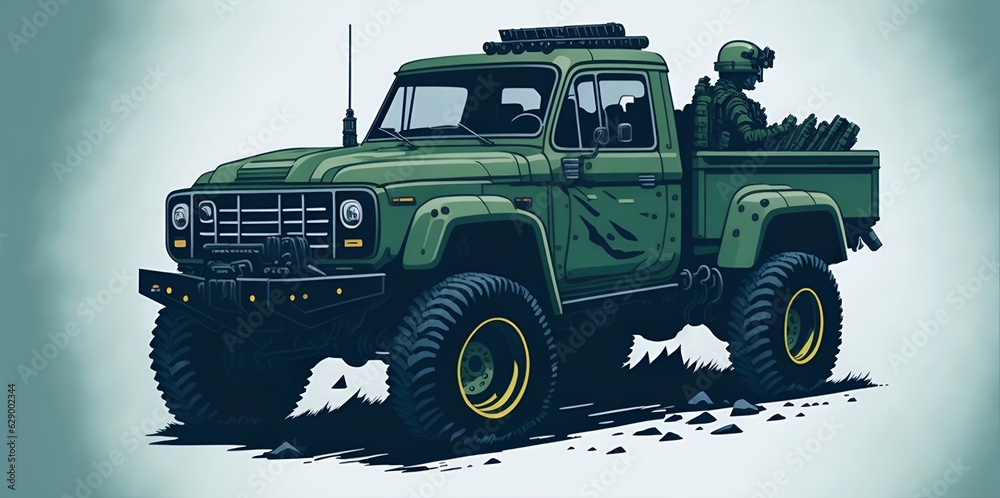 Military SUV Truck car. AI generated illustration