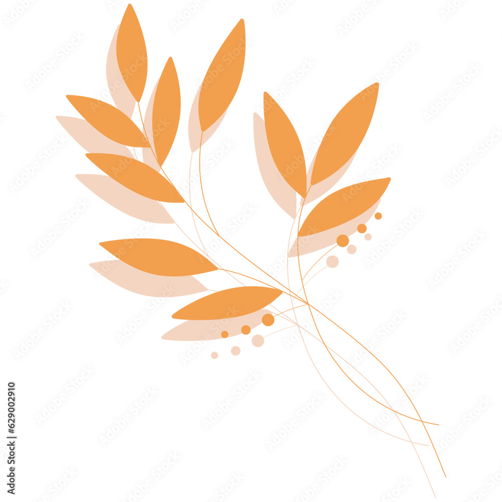 Orange silhouette of a branch with a shadow on a white background. Autumn leaf. aesthetic outline. Shadow. Vector illustration
Great design for social media, cards, print.