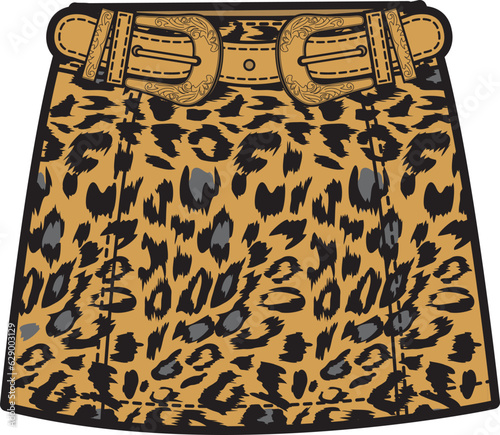 SKIRT WITH LEOPARD SKIN PATTERN FOR KID GIRLS VECTOR ILLUSTRATION