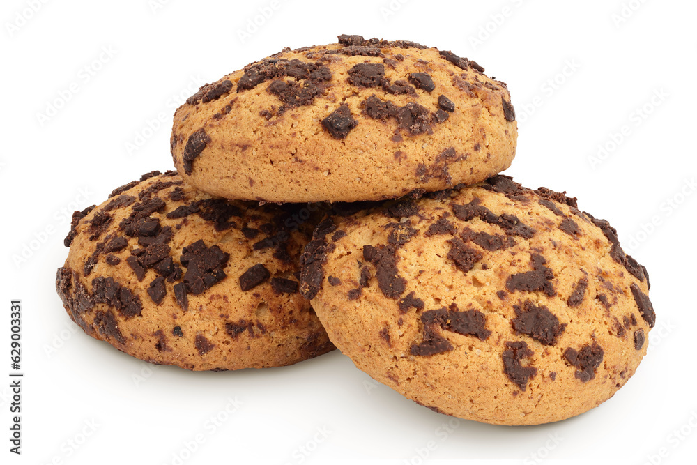 oatmeal chocolate chip cookie isolated on white background