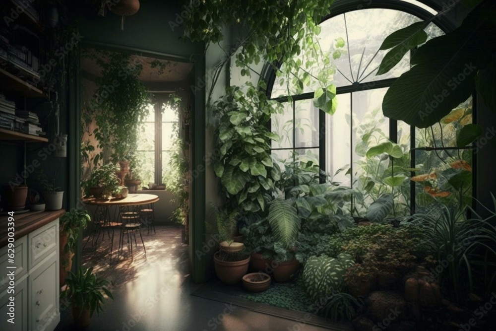 Indoor garden space. Generative AI