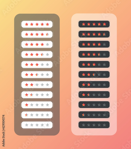 Set of 5 star rating icons. Vector illustration eps10. Isolated badge for website or app.