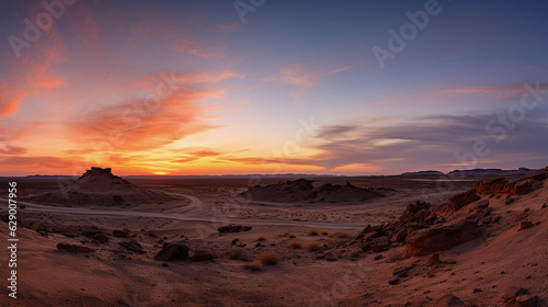 Desert in the background of a beautiful sunset. © ArturSniezhyn